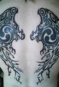 wzór tatuażu czarne plemienne skrzydła z tyłu