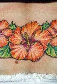 schiena arancione Modello di tatuaggio floreale di ibisco colorato