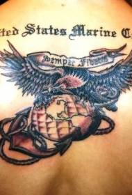 back eagle earth and character tattoo pattern