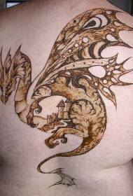 patró de tatuatge de drac esquinat a l'esquena