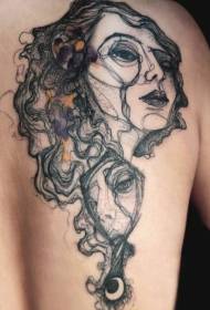 tillbaka ny stil kvinnliga ansikts tatuering mönster
