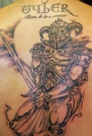back warrior with knife tattoo pattern
