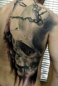 back mysterious design of enamel with old clock tattoo pattern