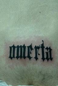 waist black letter inscription tattoo pattern