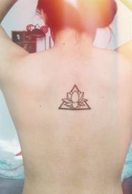 leđa crni lotos s trokutastim uzorkom tetovaže