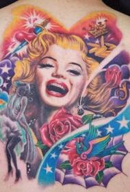 Natrag zapanjujući šareni uzorak tetovaže ruža Marilyn Monroe