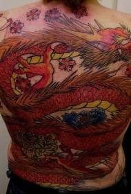 modello di tatuaggio drago gigante rosso posteriore
