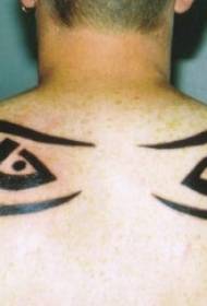 moški hrbtni plemenski vzorec tatoo oči