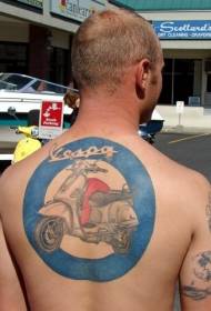 aizmugurējais motocikls ar zila apļa tetovējuma modeli