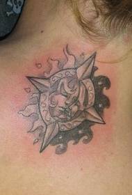 Nap és a Hold szimbólum nyak tetoválás minta