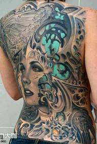 vissza sci-fi mechanikus szépség karakter tetoválás minta