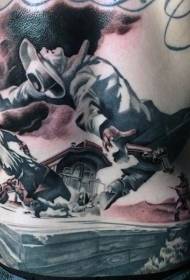 nyuma magharibi cowboy mandhari Msako tattoo muundo