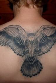 z tyłu czarny szary wzór orła duży tatuaż