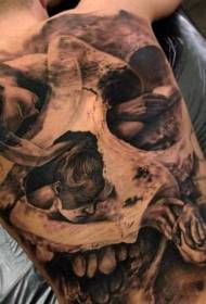 бацк драма дизајн Црно-бијели узорак тетоваже лубање жене