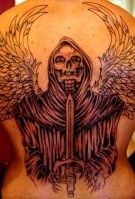 ali di morte posteriori e motivo tatuaggio spada