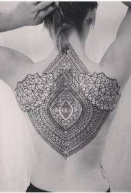 girl back scale of Hindu style jewelry tattoo pattern