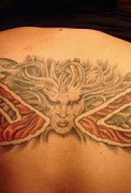 nyuma ya ajabu mtu rangi tattoo muundo
