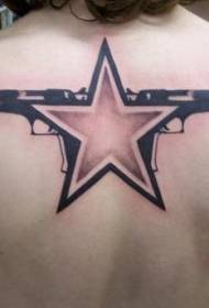 Back Pentagram Model dhe Pistol Tattoo Tattoo