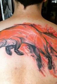 Позадина чудесног узорка тетоваже лисице у боји
