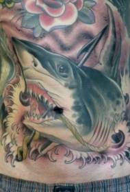 mbrapa shkollës së vjetër me ngjyra të peshkaqenit model tatuazhesh