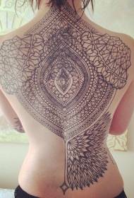 спина девушки огромные красивые черные украшения татуировки