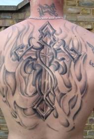 terug tribale stijl cross tattoo patroon