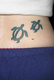 spatele două modele simple de tatuaj verde Turtle