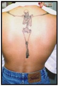 Atgal tikroviškas kaukolės skeleto tatuiruotės raštas