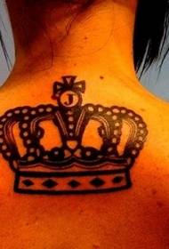 elegant female back crown tattoo pattern