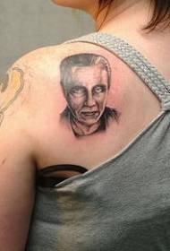 leđa muški portret u stvarnom stilu tetovaža uzorak