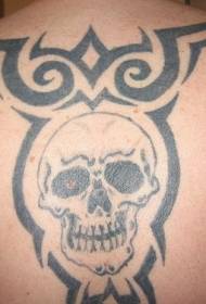 Retour totem tribal noir et motif de tatouage crâne