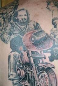 zadní tetování motocyklu jezdce vzor