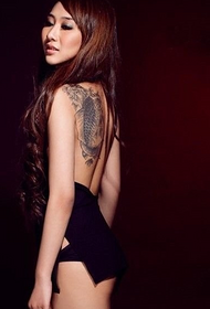 Tian Zilin nazaj seksi dominirajoče črno sive tatute lignjev