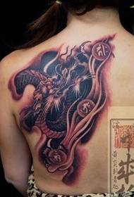 обратно оценка черен модел на татуировка на дракон