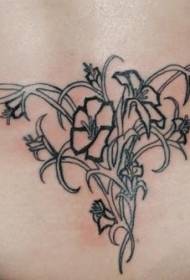 derék Fekete-fehér virág növény tetoválás minta