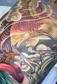 modello di tatuaggio di battaglia di gallo colorato splendido posteriore