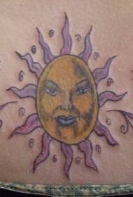 disegno del tatuaggio sole rosa e giallo in vita