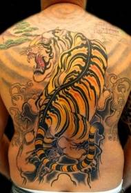 Stili kinez i plotë mbrapa modelit të tatuazheve me ngjyra të mëdha tigër