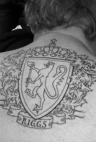 Torna Negra Linea Di Scudo Lion Badge Pattern di tatuaggi
