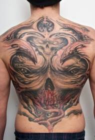 Padrão de tatuagem com tema de diabo horrível nas costas