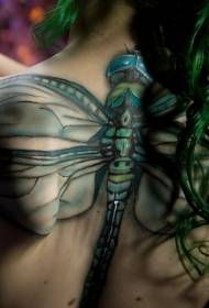 indietro bellissimo modello di tatuaggio libellula turchese