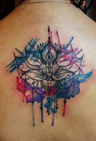 modello tatuaggio tatuaggio loto acquerello posteriore