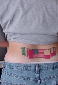 späť talianska a americká vlajka farebný tetovací vzor