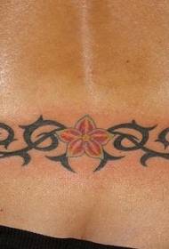 midja röda blommor och svart totem tatuering mönster
