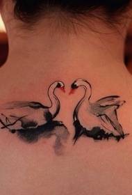 zurück charmante White Swan paar Tattoo-Muster
