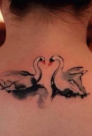 pabalik na kaakit-akit na pattern ng tattoo ng White Swan ilang