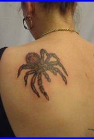 девојка натраг велики паук узорак боје тетоважа