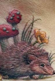 hedgehog ສີທີ່ຫນ້າສົນໃຈໃນຮູບແບບ tattoo ສວນ