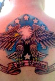 Retounen Eagle ak Ameriken Flag Modèl Tattoo