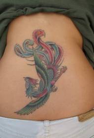 taille mooie kleurrijke phoenix tattoo patroon